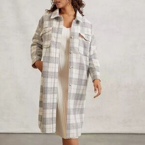 Anthropologie Bobbie Plaid Shirt Jacket Plaid Long Coat